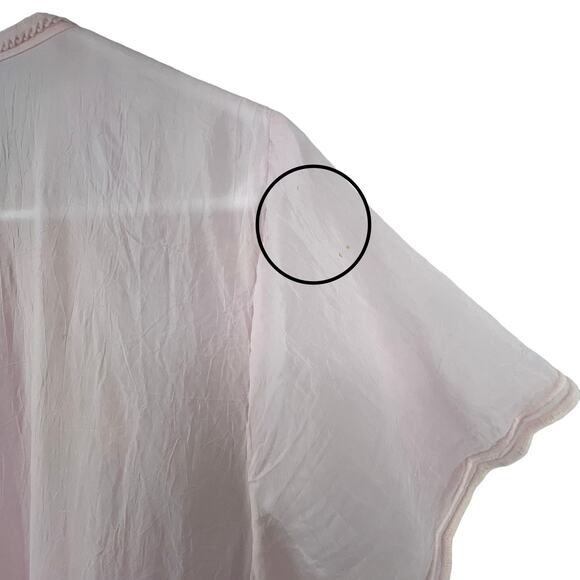 Johnny Was Size Medium Blouse Top Shirt Pink Tunic Floral Short Sleeve FLAW - Picture 5 of 5